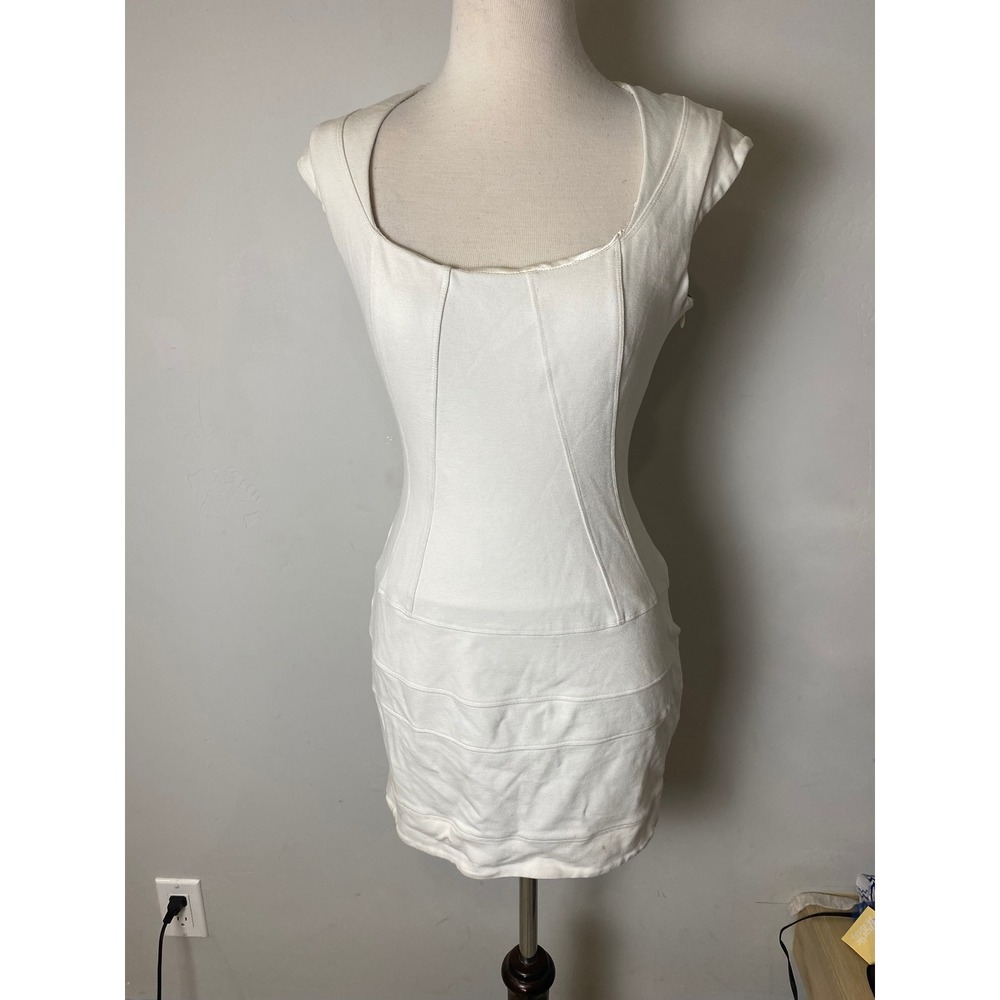 Bebe Ivory Corset Bodycon Mini Dress Cutout Back Small